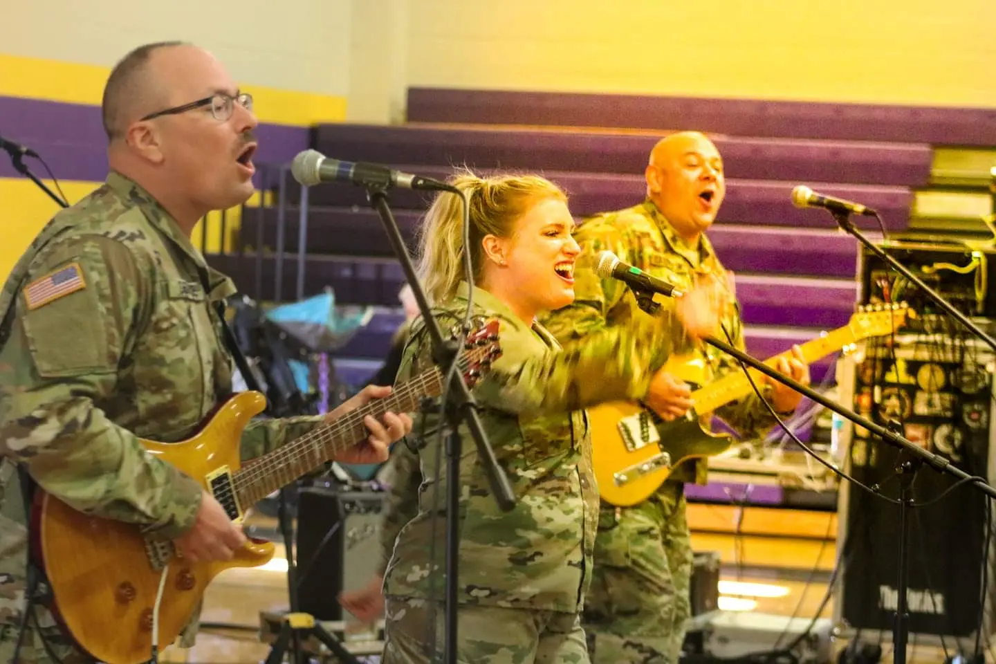 Tricia Scheer performing with a band